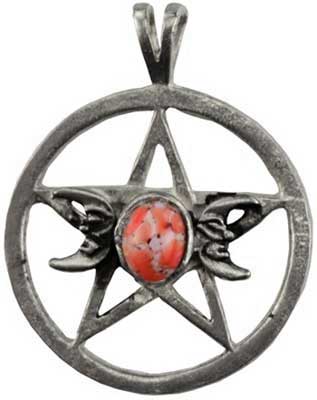 1 1/8 Triple Moon Pentagram amulet