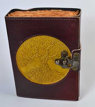 Tree of Life aged looking paper leather w/ latch