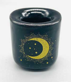 Moon & Star Black ceramic holder