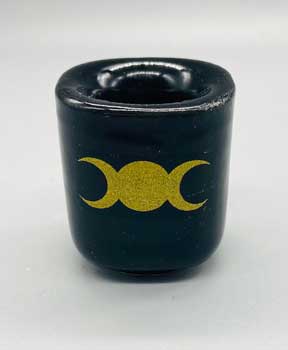 Triple Moon Black ceramic holder