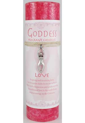 Love Pillar Candle with Goddess Necklace