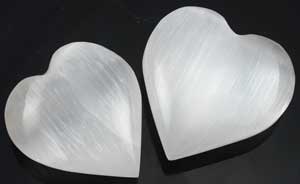 White Selenite heart  1 1/4" - 2"