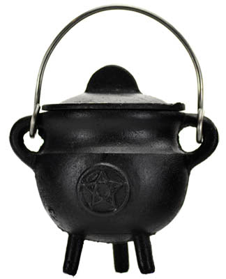 Pentagram Cast Iron Cauldron w/ Lid 2 3/4"