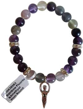 8mm Fluorite/ Amethyst Stone with Goddess