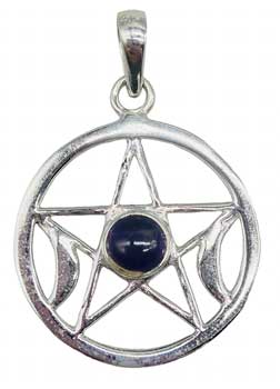30mm Amethyst Pentagram Triple Moon