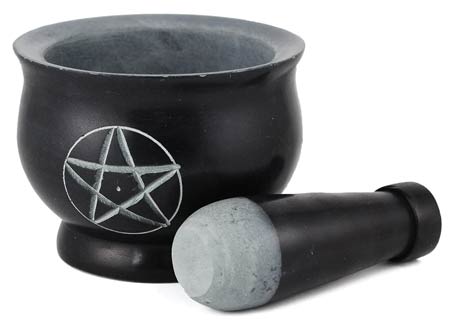 Black Pentagram mortar & Pestle set