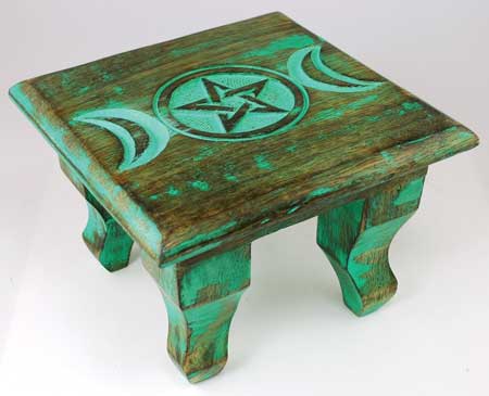 Antiqued Triple Moon altar table 6"