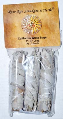 (set of 3) White Sage smudge stick 3"